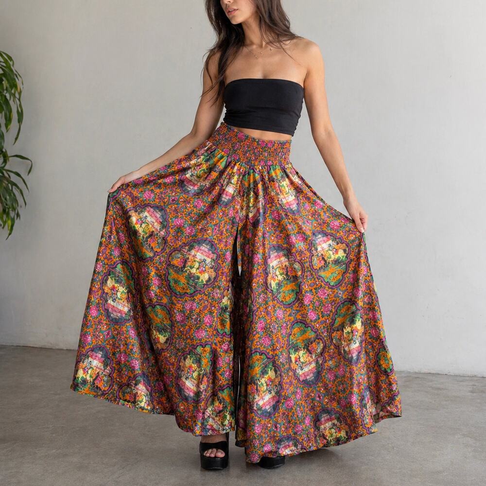 Antica Sartoria Multicolor Bohemian Ultra Wide Leg Pants